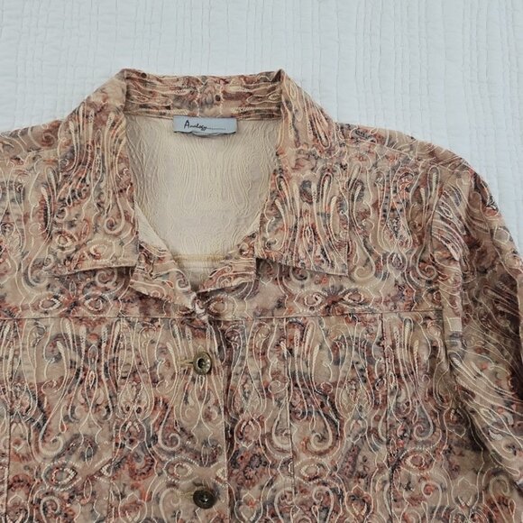 Analogy Multicolored Floral Embroidered Denim Jean Jacket EUC Women's Large - Picture 4 of 14